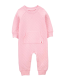 Macacão bebê texturizado com bolso canguru rosa | Carter's